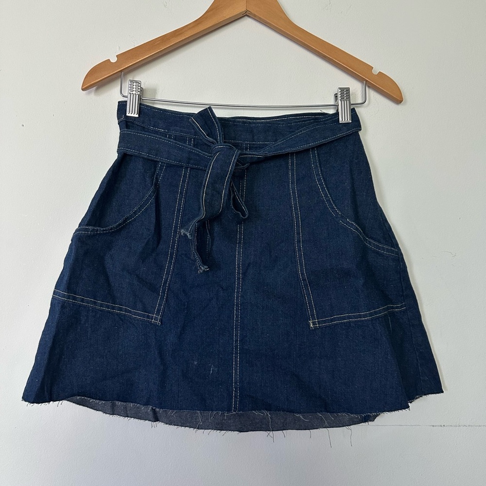 Vintage denim wrap mini skirt